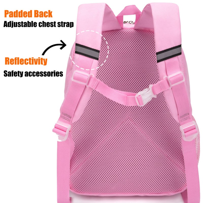 HawLander Little Kids Backpack for Boys or Girls, Toddler School Bag Fits 3 to 6 years old, Pink, 15 Inch - Image 3